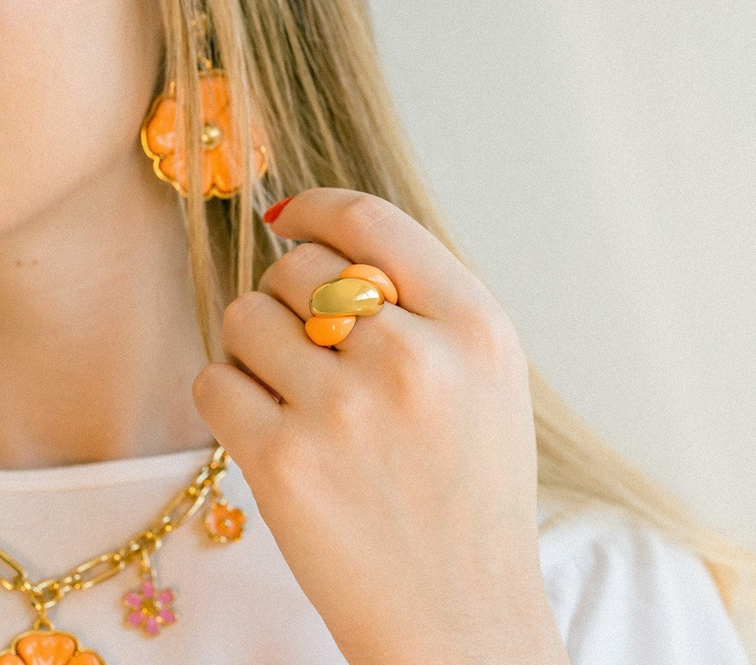 Anel de Corda Laranja com Ouro Nº 19