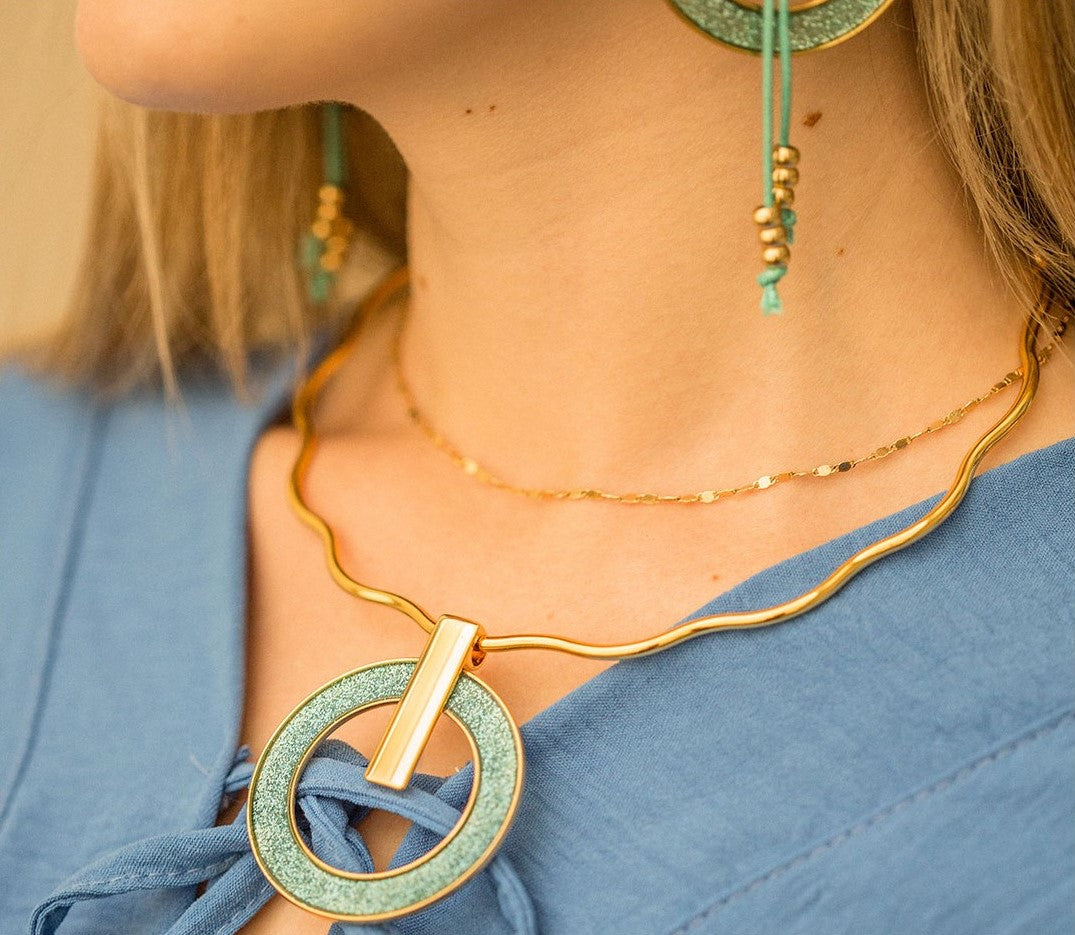 Base para Colar Ondulada Dourada