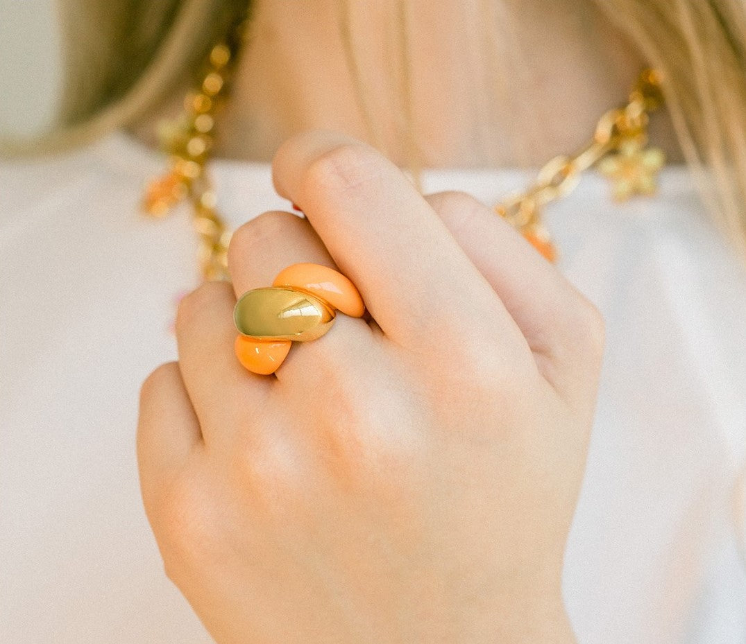 Anel de Corda Laranja com Ouro Nº 19