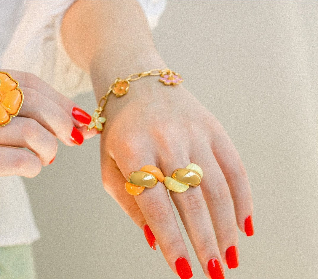 Anel de Corda Laranja com Ouro Nº 19