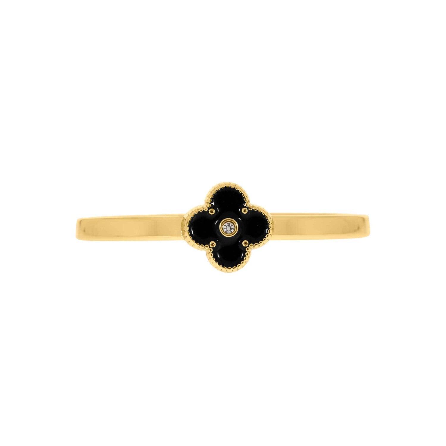 Bracelete Dourado Trevo Preto